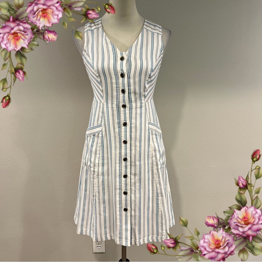 Loft‎ Striped Sleeveless Button-Down Dress size 0P